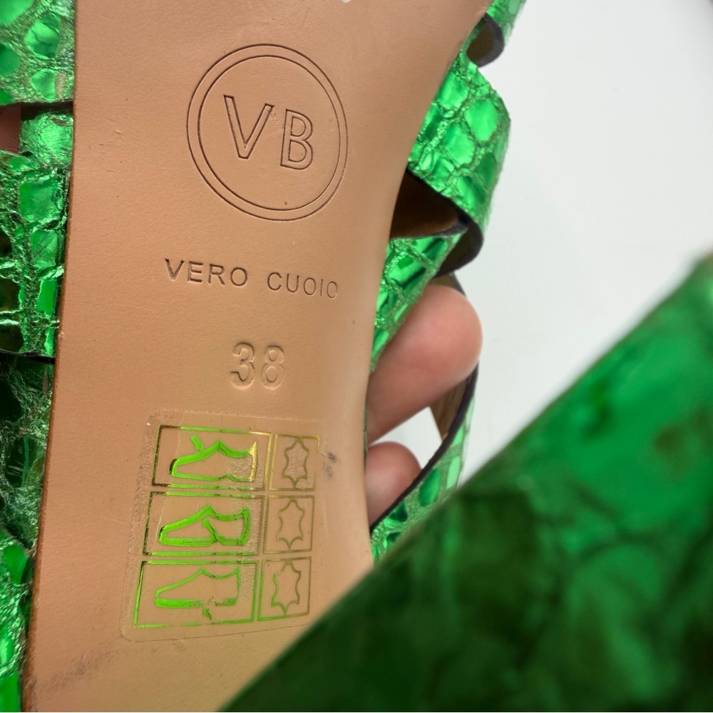 Veronica Beard Emerald Snake Print Mules - Picture 12 of 12